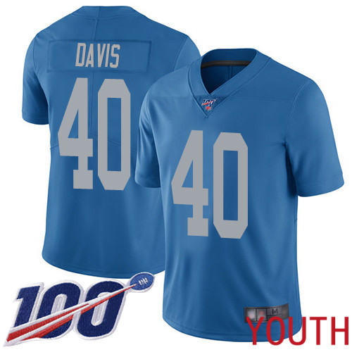 Detroit Lions Limited Blue Youth Jarrad Davis Alternate Jersey NFL Football 40 100th Season Vapor Untouchable